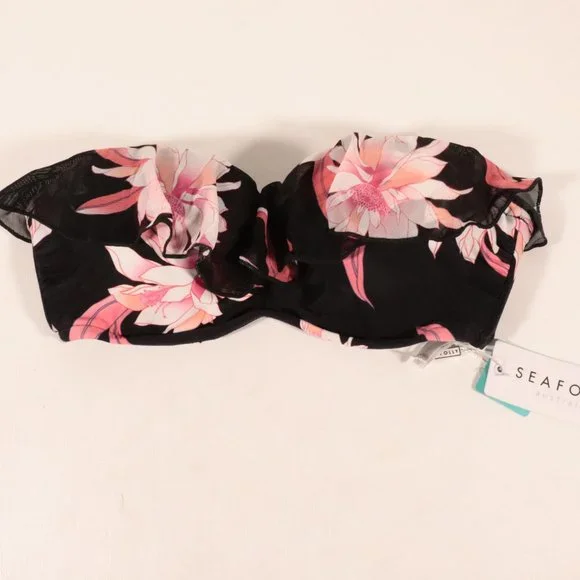 NWT Seafolly X Revolve Black Bustier Bandeau in Desert Flower